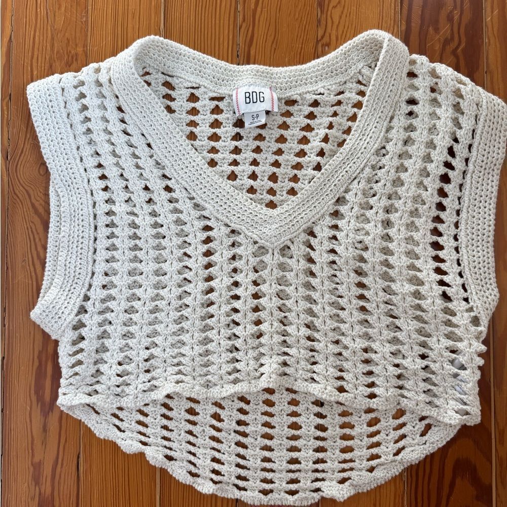 BDG Vneck Crochet Sweater Vest